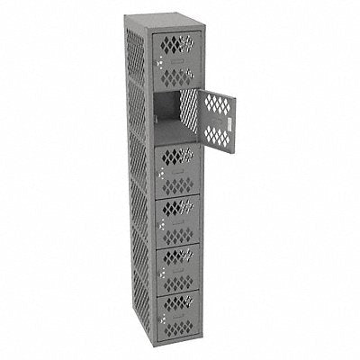 TENNSCO VBL61218AMEDGrey Box Locker Ventilated 1 Wide 6 Tier Grey