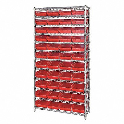 QUANTUM STORAGE SYSTEMS WR12108RD E3959 Bin Shlvng 18inx74inx36in Red
