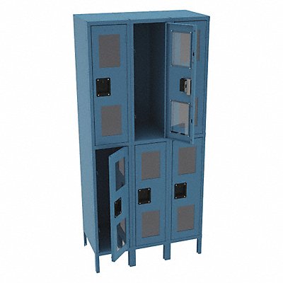 TENNSCO CDL1218363ACCENT Wardrobe Locker Clearview 3 Wide 2 Tier Blue