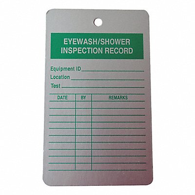 GRAINGER 8Y394 Eye Wash/Sh Inspection Rcd Tag Al PK25