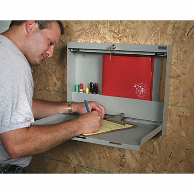 WALLWRITE WW100T27 Wall Mounted Desk 20x16-3/8x3-3/8 In Red