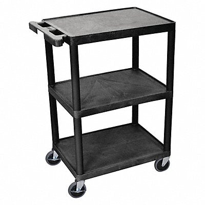 GRAINGER HE34B Utility Cart 300 lb Cap. PE 3 Shelves