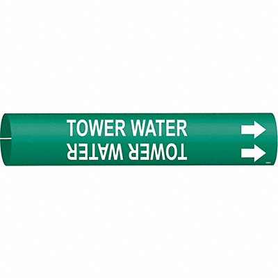 BRADY 4142C Pipe Marker Tower Water 2 in H 2 in W