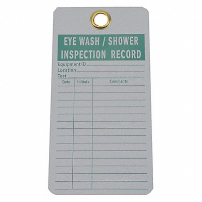 GRAINGER 8Z511 Eye Wash/Sh Inspection Rcd Tag PK25