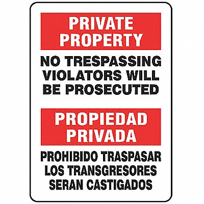 ACCUFORM SBMATR510VS Spanish-Bilingual Private Property Sign