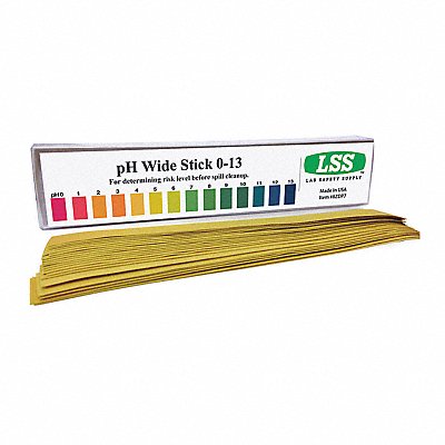 LAB SAFETY SUPPLY 8ZDP7 pH Stick 9 in L 0 to 13.9 pH PK25