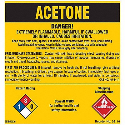 BRADY 26116LS NFPA Label 5 in H 5 in W PK25