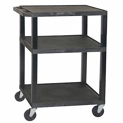GRAINGER WT34E Utility Cart 300 lb Cap. Resin 2 Shlvs