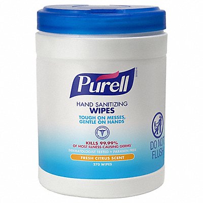 PURELL 911306 Sanitizer Wipes Citrus 6.75inL 6 inW