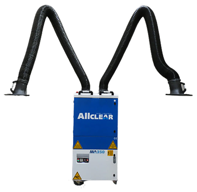 Weldclass 91350MA3 Fume Extractor Mobile ALLCLEAR MA350 STD 3ph/415V Twin 3m Arms Manual-Clean