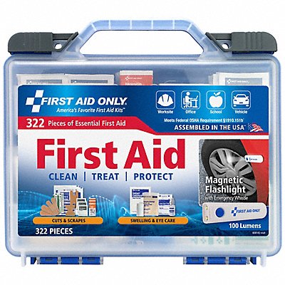 FIRST AID ONLY 91414 First Aid Kit + Housing 322pcs 11x9.75 BL
