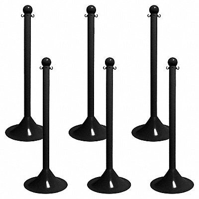 GRAINGER 915036 Light Duty Stanchion 41 in H Black PK6