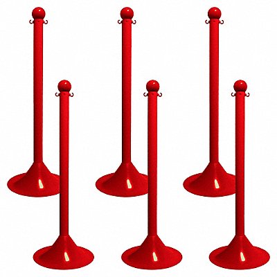 GRAINGER 915056 Light Duty Stanchion 41 in H Red PK6