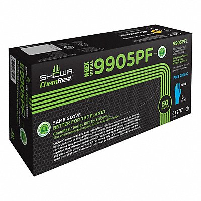 SHOWA 9905PFXL Disposable Gloves Nitrile XL PK50