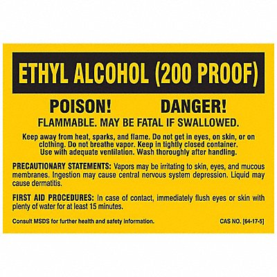 BRADY 7261QLS Chemical Label 5 in W Polyester PK25
