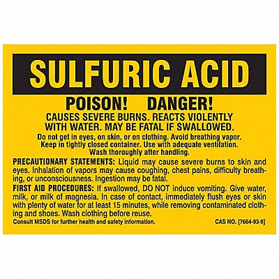 BRADY 7313PLS Chemical Label 2-7/8 in W PK25