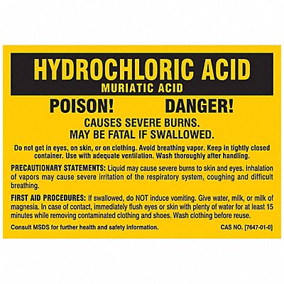 BRADY 7274PLS Chemical Label 2 in H PK25