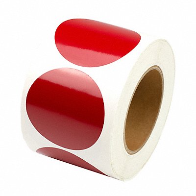 GRAINGER 9AG03 Floor Tape Red 3 inx3 in Circle PK500