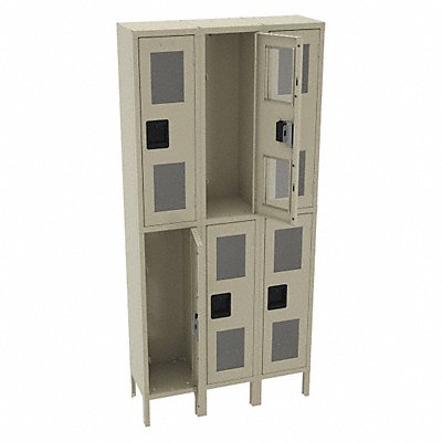 TENNSCO CDL1212363SAND Wardrobe Locker Clearview 3 Wide 2 Tier Sand