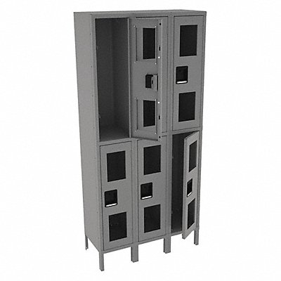 TENNSCO CDL1215363MEDGRE Wardrobe Locker Clearview 3 Wide 2 Tier Grey