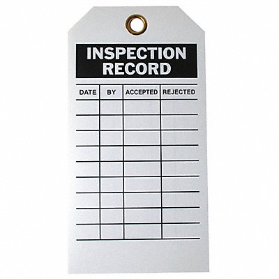 GRAINGER 9E+220 Inspection Rcd Tag 5-3/4 x 3 In Met PK10