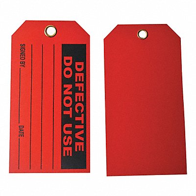 GRAINGER 9F067 Def Dnu Tag 3 x 5-3/4 In Bk/R Met PK100