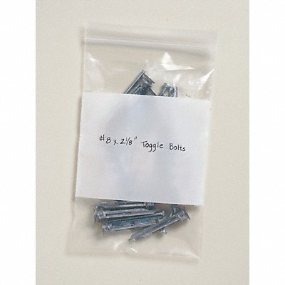 GRAINGER 8AV27 Reclosable Poly Bag Zip Seal PK1000