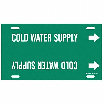 BRADY 4031G Pipe Marker Cold Watr Supply 10in H 24in W