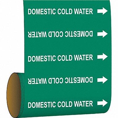 BRADY 41458 Pipe Marker Domestic Cold Water 8in H