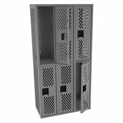 TENNSCO VDL121836CMEDGrey Wardrobe Locker 2x3Locker Grey 72 x36 x18 Assm