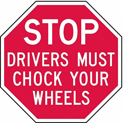 LYLE ST01612HA Reflective Chock Wheel Stop Sign 12x12in Alum