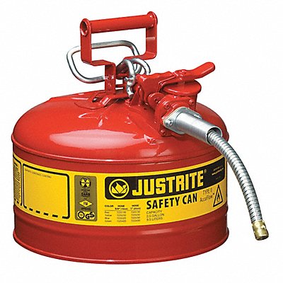 JUSTRITE 7225120 Type II Safety Can 12 in Red 2-1/2 gal.