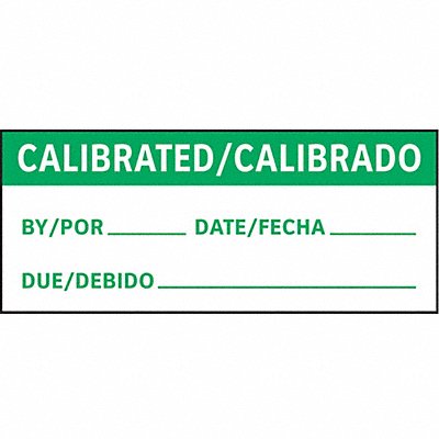 STRANCO INC TC321103 Calibration Label Bilingual 1in H PK225