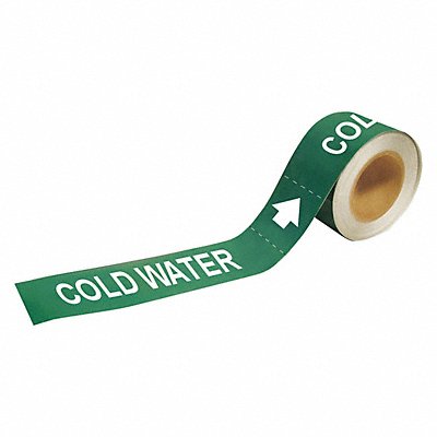 BRADY 73872 Pipe Marker Cold Water 2in H 12in W