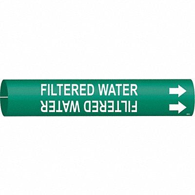 BRADY 4058C Pipe Marker Filtered Water 2 in H 2 in W