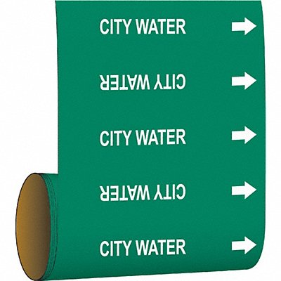 BRADY 41522 Pipe Marker City Water 8in H 8in W