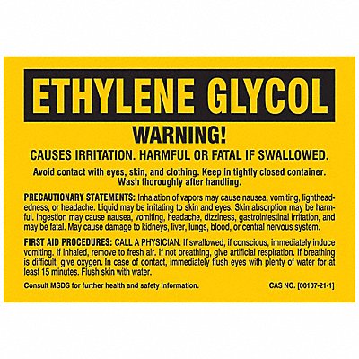 BRADY 7264QLS Chemical Label 5 in W Polyester PK25