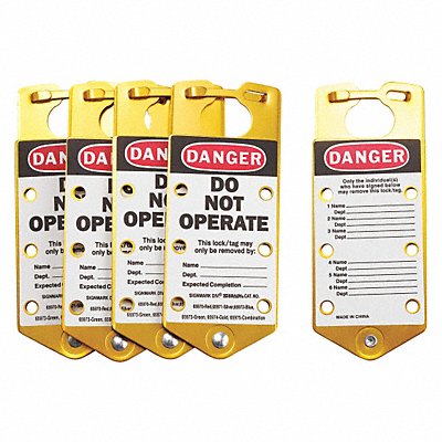 BRADY 65974 Labeled Lockout Hasp Gold 6 Padlock PK5