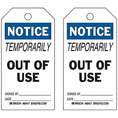 BRADY 86478 Notice Tag 7 in H 4 in W Polyester PK10