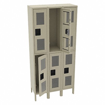 TENNSCO CDL1215363SAND Wardrobe Locker Clearview 3 Wide 2 Tier Sand