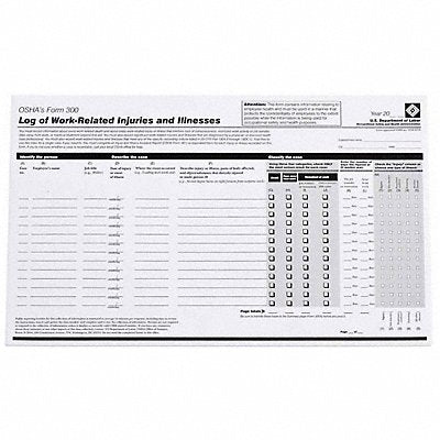 BRADY OR300E Forms OSHA 300 Log