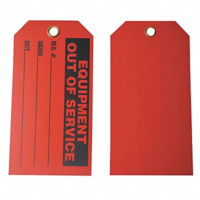 GRAINGER 9PV32 Equipment Status Tag 3 x 5-3/4 In PK100
