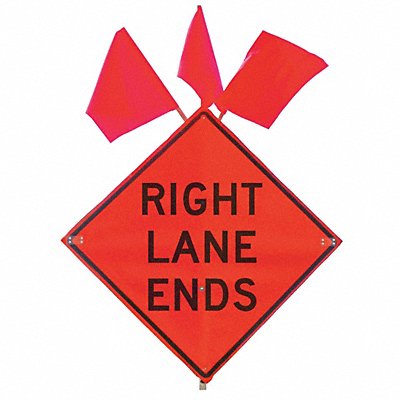 EASTERN METAL SIGNS AND SAFETY C36SBFO3FHHDRIGHTLANEENDS Lane Ends Traffic Sign 36 x 36
