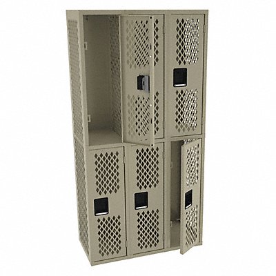 TENNSCO VDL121836CSND Wardrobe Locker Vent 3 Wide 2 Tier Sand