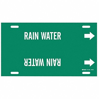 BRADY 4115G Pipe Marker Rain Water 10 in H 24 in W