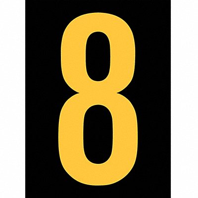 STRANCO INC RUM2008YB Reflective Number Label 8 2-1/2in H PK25