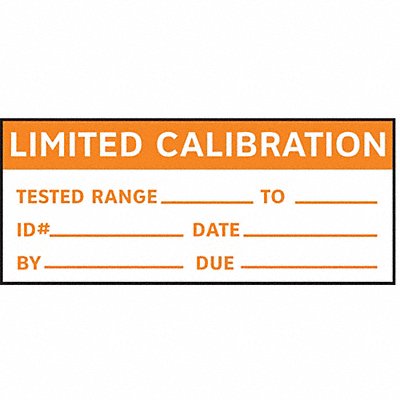 STRANCO INC TC321010 Calibration Label ENG Orange/White PK225