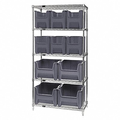 QUANTUM STORAGE SYSTEMS WR5600800GY F1593 Bin Shelving 18inx74inx36in Grey