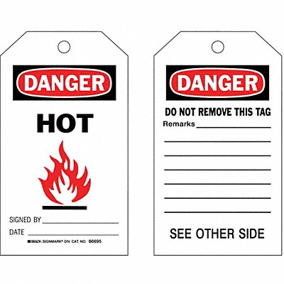 BRADY 86695 Danger Tag 7 in H 4 in W Cardstock PK100