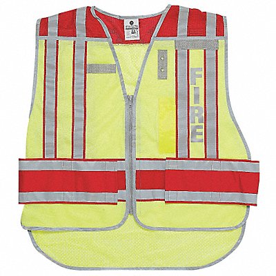 GRAINGER 4003BVMXL Safety Vest Hi Vis Green Fire M/XL